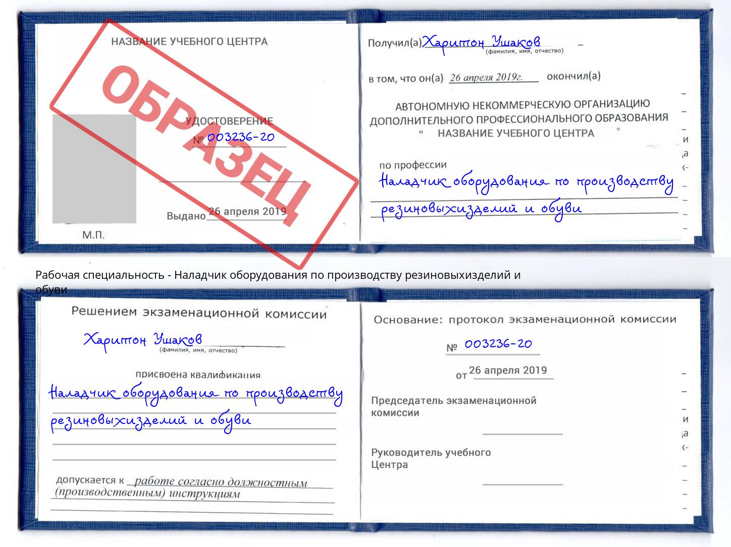 Наладчик оборудования по производству резиновыхизделий и обуви Кольчугино