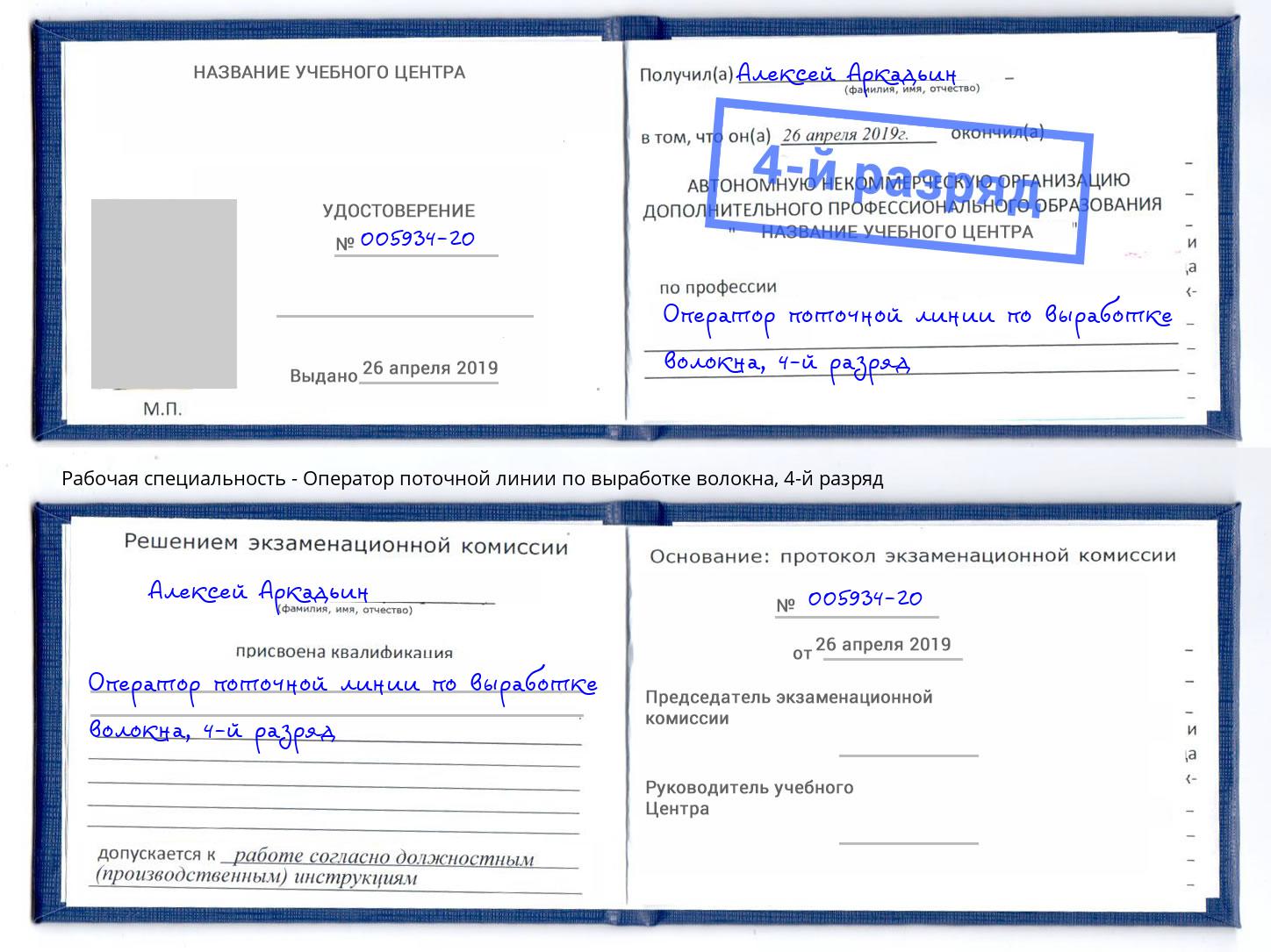 корочка 4-й разряд Оператор поточной линии по выработке волокна Кольчугино